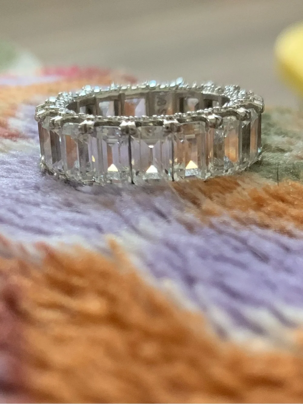 Silver Crystal Eternity Band - Clear Stone Women's Ring